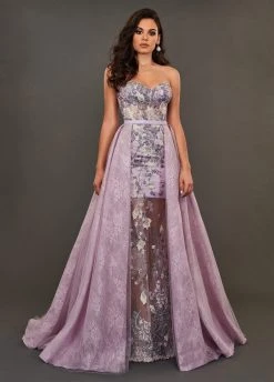 Rachel Allan Couture - 8390 Lace Embroidered Dress With Overskirt Formal Gowns