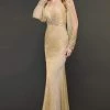 Rachel Allan Couture - 8402 Long Sleeve Plunging V-neck Trumpet Dress Formal Gowns 2 Rachel Allan Couture - 8402 Long Sleeve Plunging V-neck Trumpet Dress Formal Gowns