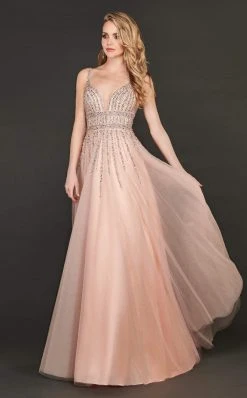 Rachel Allan Couture - 8405 Bead Embellished Plunging Sweetheart Gown