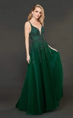 Rachel Allan Couture - 8405 Bead Embellished Plunging Sweetheart Gown