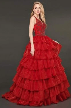 Formal Gowns Rachel Allan Couture - 8407 Bead Embellished Ruffled Ballgown