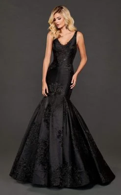 Rachel Allan Couture - 8417 Lace Appliqued Trumpet Evening Gown