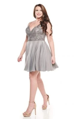 Cocktail Dresses Rachel Allan Curves - 4829 Embroidered V-neck Chiffon A-line Dress 5 Cocktail Dresses Rachel Allan Curves - 4829 Embroidered V-neck Chiffon A-line Dress