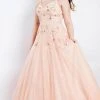 Formal Gowns Rachel Allan Curves - 6311 Floral Beaded V-neck Ballgown 1 Formal Gowns Rachel Allan Curves - 6311 Floral Beaded V-neck Ballgown