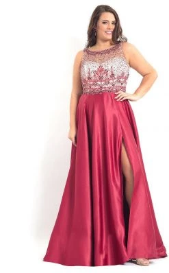 Formal Gowns Rachel Allan Curves - 6327 Beaded Illusion Bateau A-line Dress