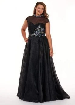Rachel Allan Curves - 6661 Embroidered High Neck A-Line Dress Formal Gowns