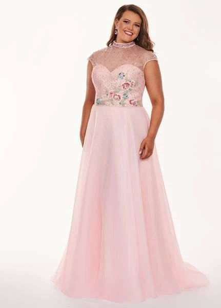 Rachel Allan Curves - 6661 Embroidered High Neck A-Line Dress Formal Gowns 5 Rachel Allan Curves - 6661 Embroidered High Neck A-Line Dress Formal Gowns
