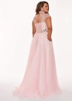 Rachel Allan Curves - 6661 Embroidered High Neck A-Line Dress Formal Gowns 9 Rachel Allan Curves - 6661 Embroidered High Neck A-Line Dress Formal Gowns
