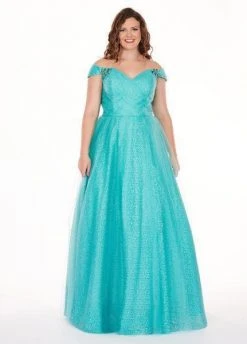 Formal Gowns Rachel Allan Curves - 6663 Off-Shoulder Evening Gown