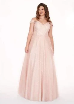 Formal Gowns Rachel Allan Curves - 6663 Off-Shoulder Evening Gown