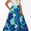 Rachel Allan Curves - 6672 Plunging Off-Shoulder Floral Ballgown 2 Rachel Allan Curves - 6672 Plunging Off-Shoulder Floral Ballgown