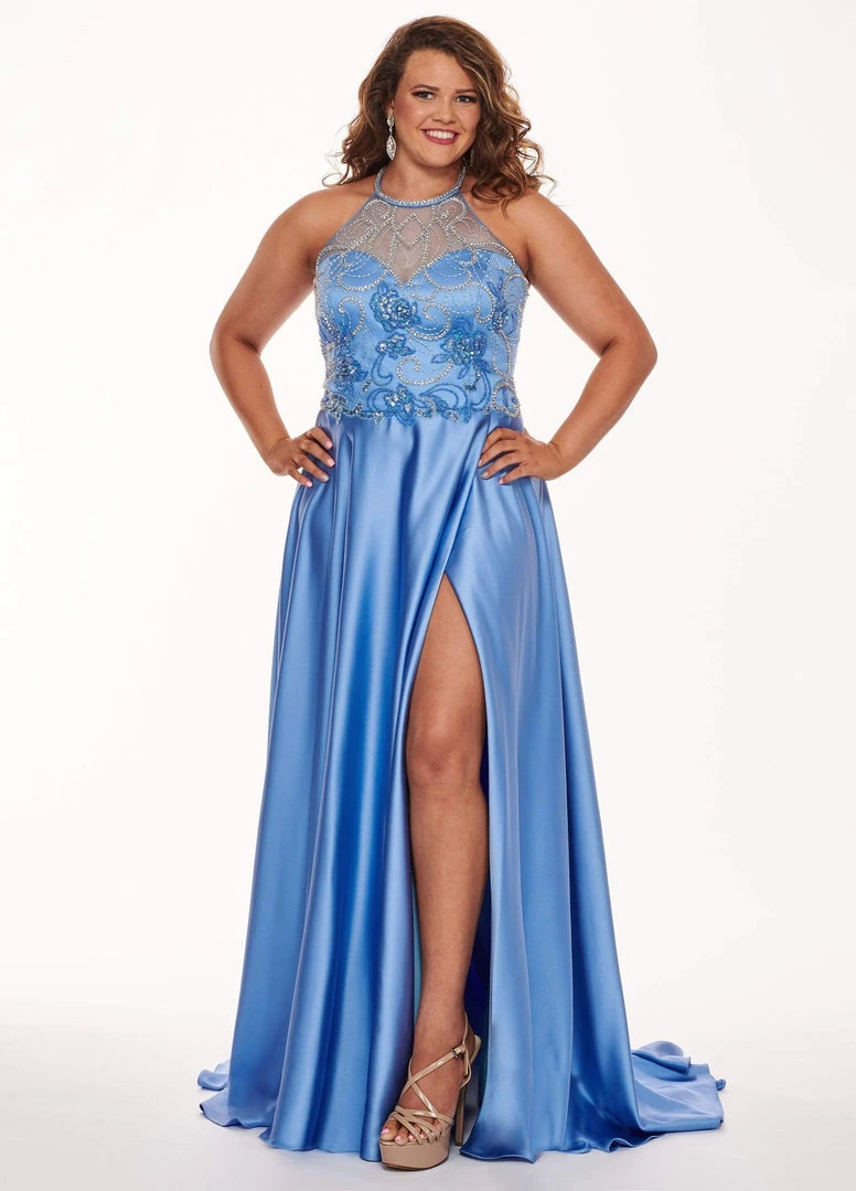 Rachel Allan Curves - 6678 Bead Embellished Halter Gown With Slit 3 Rachel Allan Curves - 6678 Bead Embellished Halter Gown With Slit