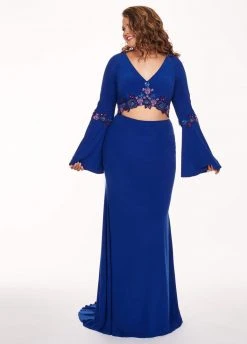 Rachel Allan Curves - 6689 Two Piece Beaded Long Sleeve Jersey Dress Formal Gowns 8 Rachel Allan Curves - 6689 Two Piece Beaded Long Sleeve Jersey Dress Formal Gowns