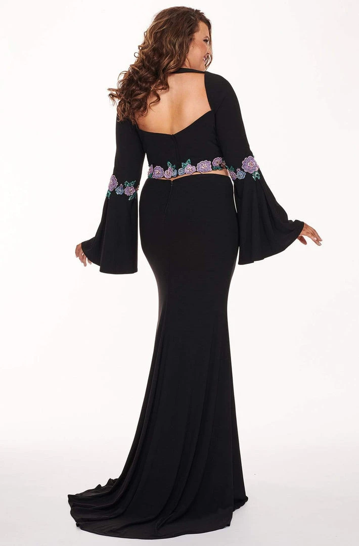 Rachel Allan Curves - 6689 Two Piece Beaded Long Sleeve Jersey Dress Formal Gowns 4 Rachel Allan Curves - 6689 Two Piece Beaded Long Sleeve Jersey Dress Formal Gowns