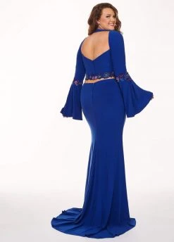 Rachel Allan Curves - 6689 Two Piece Beaded Long Sleeve Jersey Dress Formal Gowns 9 Rachel Allan Curves - 6689 Two Piece Beaded Long Sleeve Jersey Dress Formal Gowns