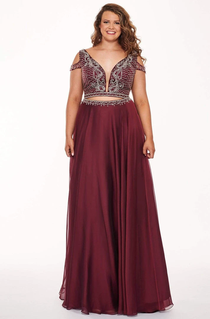 Rachel Allan Curves - 6693 Two Piece Beaded Chiffon A-line Dress 3 Rachel Allan Curves - 6693 Two Piece Beaded Chiffon A-line Dress
