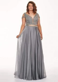 Rachel Allan Curves - 6693 Two Piece Beaded Chiffon A-line Dress 8 Rachel Allan Curves - 6693 Two Piece Beaded Chiffon A-line Dress