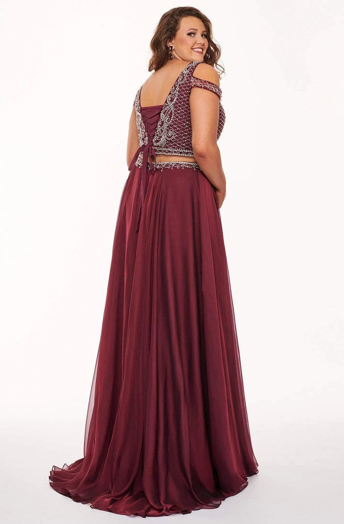 Rachel Allan Curves - 6693 Two Piece Beaded Chiffon A-line Dress 4 Rachel Allan Curves - 6693 Two Piece Beaded Chiffon A-line Dress