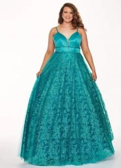 Rachel Allan Curves - 6695 Matte Satin Glitter Tulle Ballgown 5 Rachel Allan Curves - 6695 Matte Satin Glitter Tulle Ballgown