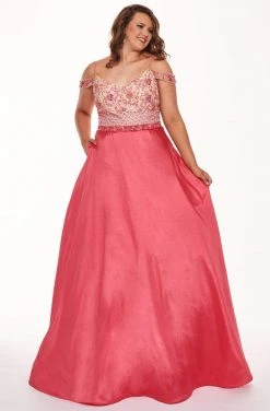 Formal Gowns Rachel Allan Curves - 6696 Beaded V-neck Taffeta Ballgown