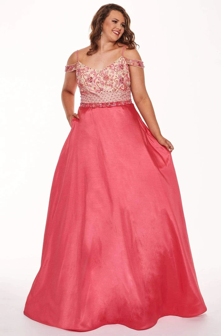Formal Gowns Rachel Allan Curves - 6696 Beaded V-neck Taffeta Ballgown 3 Formal Gowns Rachel Allan Curves - 6696 Beaded V-neck Taffeta Ballgown