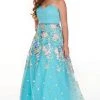 Formal Gowns Rachel Allan Curves - 7219 Strapless Floral Embroidered Tulle Gown 1 Formal Gowns Rachel Allan Curves - 7219 Strapless Floral Embroidered Tulle Gown