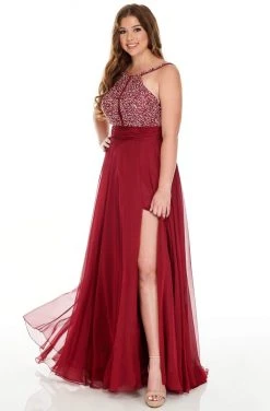 Formal Gowns Rachel Allan Curves - 7220 Halter Embellished Bodice A-Line