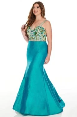 Rachel Allan Curves - 7221 Sweetheart Embellished Bodice Trumpet Dress