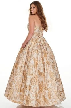 Rachel Allan Curves - 7224 Scoop Metallic Print Ballgown