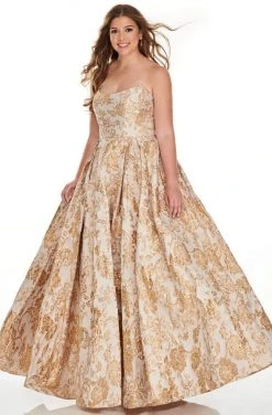 Rachel Allan Curves - 7224 Scoop Metallic Print Ballgown