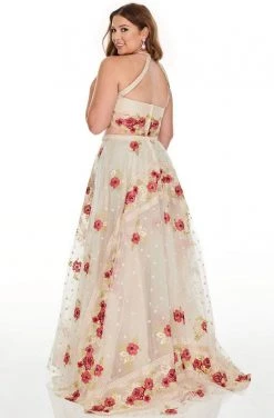 Rachel Allan Curves - 7233 Two-Piece Embroidered Floral A-Line Gown Formal Gowns