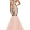 Rachel Allan - Embellished Halter Tulle Mermaid Dress 7142 Formal Gowns