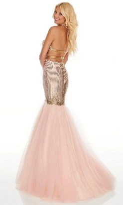Rachel Allan - Embellished Halter Tulle Mermaid Dress 7142 Formal Gowns
