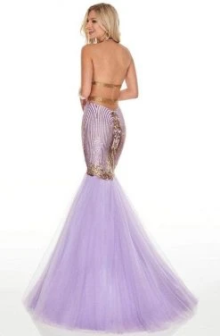 Rachel Allan - Embellished Halter Tulle Mermaid Dress 7142 Formal Gowns