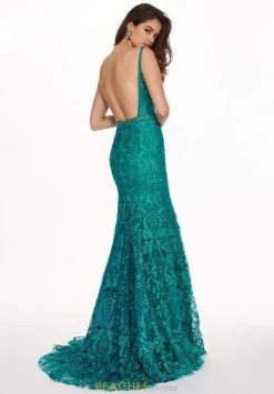 Rachel Allan - Embroidered Lace Scoop Neck Gown 6590 - 1 Pc Deep Jade In Size 10 Available