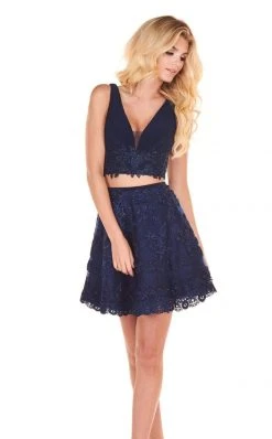 Cocktail Dresses Rachel Allan Homecoming - 4028 Two Piece Lace Appliqued Dress
