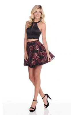 Cocktail Dresses Rachel Allan Homecoming - 4074 Beaded Two Piece Halter A-line Dress