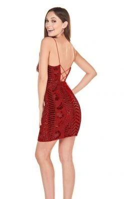 Rachel Allan Homecoming - 4089 Beaded Plunging V-neck Sheath Dress