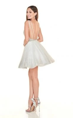 Rachel Allan Homecoming - 4132 Deep V-neck Glitter Tulle A-line Dress 7 Rachel Allan Homecoming - 4132 Deep V-neck Glitter Tulle A-line Dress