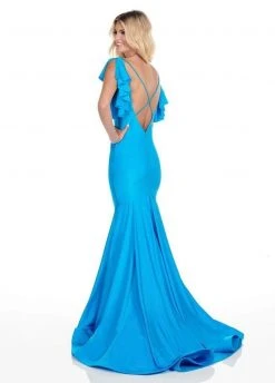 Formal Gowns Rachel Allan Homecoming - 4150 Deep V-neck Jersey Mermaid Dress