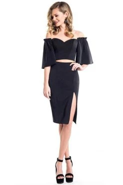 Rachel Allan LBD - L1085 Two-Piece Flared Sleeve Sheath Dress 9 Rachel Allan LBD - L1085 Two-Piece Flared Sleeve Sheath Dress