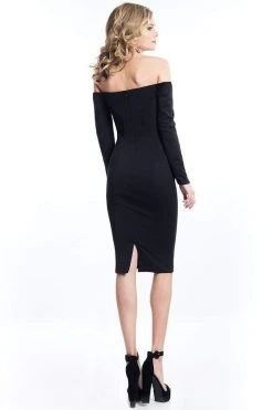 Cocktail Dresses Rachel Allan LBD - L1121 Long Sleeve Off Shoulder Jersey Dress