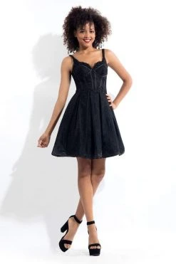 Rachel Allan LBD - L1127 Appliqued Lace Bustier Dress