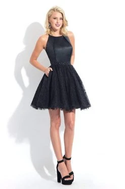 Rachel Allan LBD - L1159 Pleated Halter A-line Dress