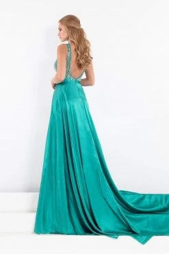 Rachel Allan Prima Donna - 5003 Beaded Gown With Satin Overskirt Formal Gowns