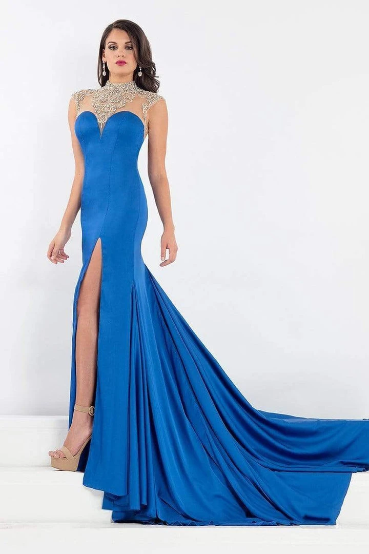 Rachel Allan Prima Donna - 5008 Beaded Cap Sleeve Slit Mermaid Gown 5 Rachel Allan Prima Donna - 5008 Beaded Cap Sleeve Slit Mermaid Gown