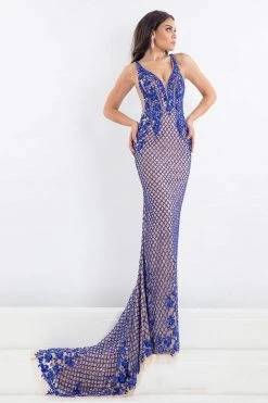 Rachel Allan Prima Donna - 5010 Plunging V-Back Beaded Evening Gown
