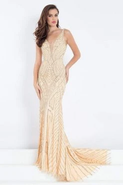 Rachel Allan Prima Donna - 5016 Bedazzled Plunging V-Neck Prom Dress