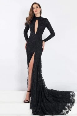 Rachel Allan Prima Donna - 5017 Long Sleeve Beaded Keyhole Prom Gown
