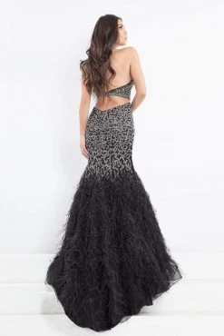 Rachel Allan Prima Donna - 5030 Feather-Fringed Cutout Long Gown Formal Gowns 9 Rachel Allan Prima Donna - 5030 Feather-Fringed Cutout Long Gown Formal Gowns